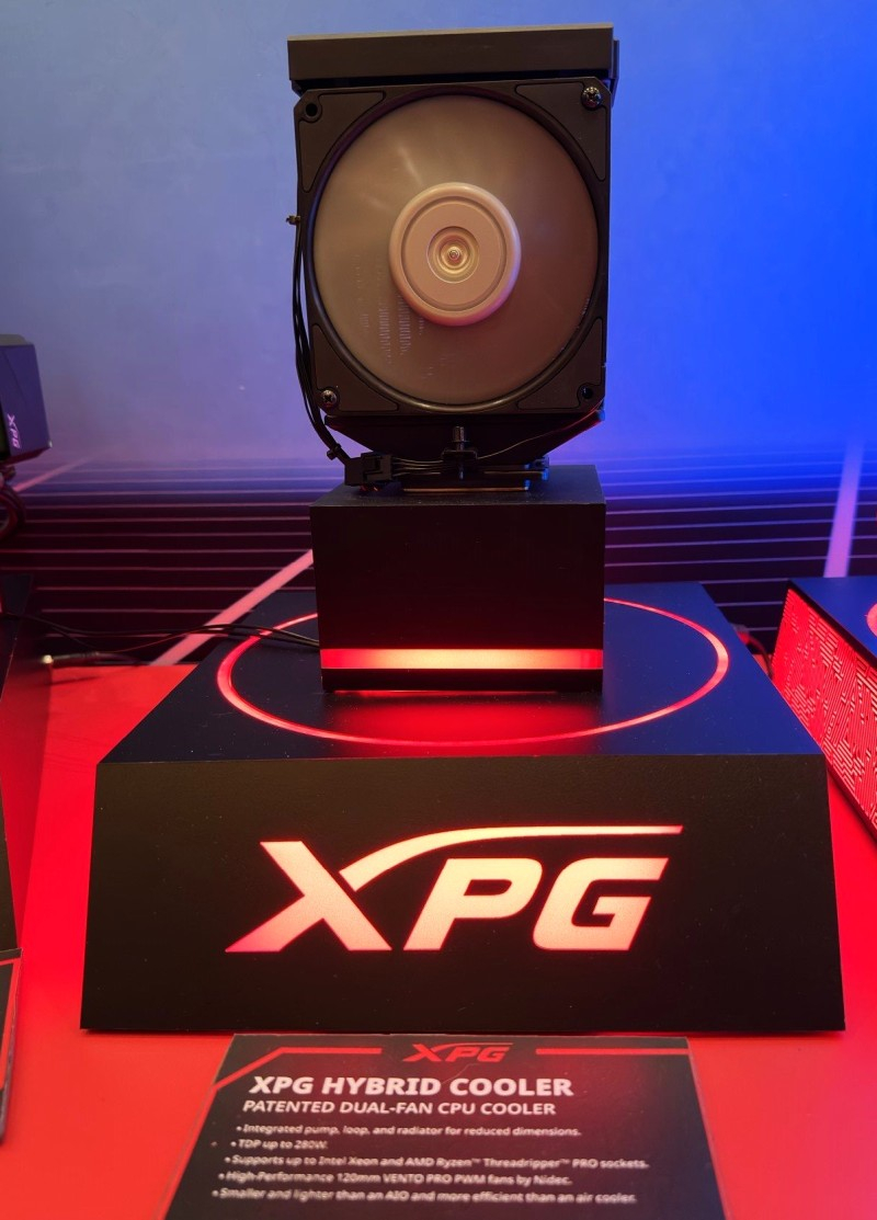 Prototype of XPG's hybrid cooling system for Intel and AMD processors.