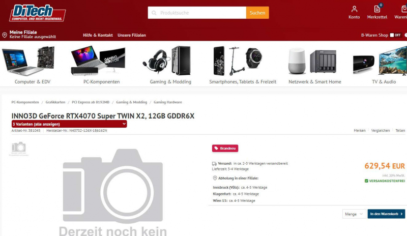 Documentation indicating lowered graphics card prices in Germany.