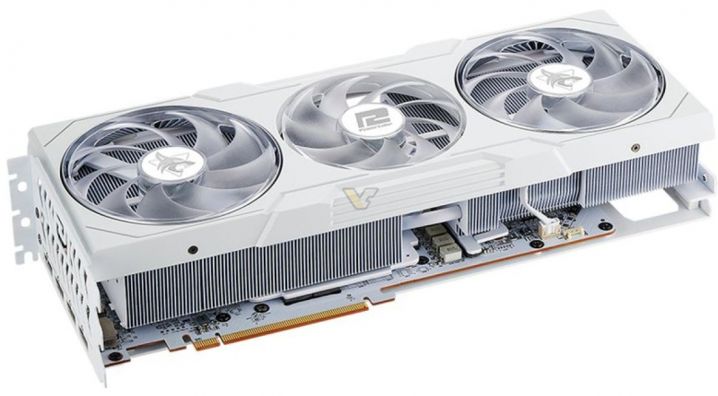 Detailed view of the Radeon RX 7900 XT Hellhound Spectral White Edition video card