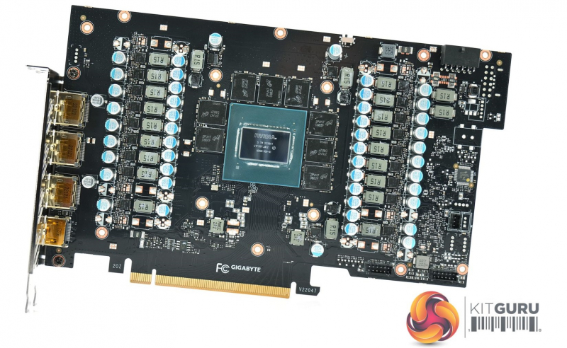 PCB of Gigabyte's GeForce RTX 4080 Gaming version 1.0 