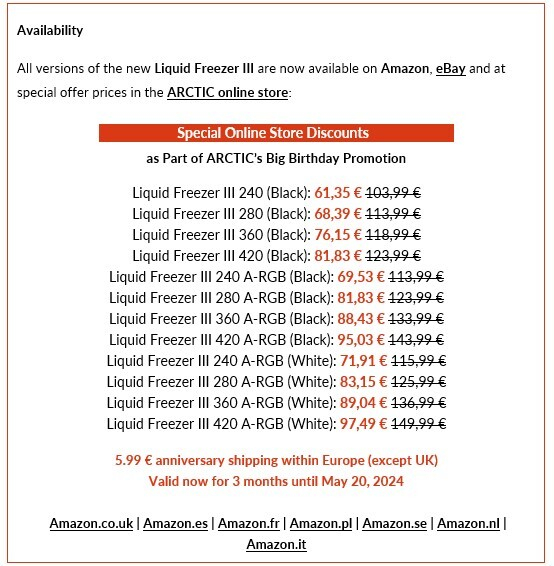 Liquid Freezer III with discounted prices for Arctic's 23rd birthday