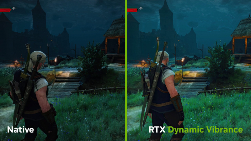 Comparison of standard and RTX HDR-enhanced graphics