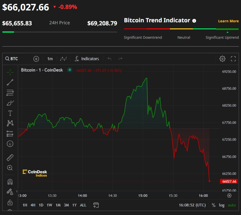  Bitcoin price chart: source Coindesk 