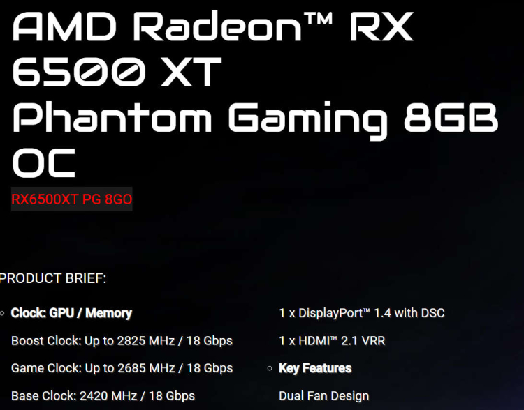 Other 8GB Variants of Radeon RX 6500 XT Phantom Gaming On Market