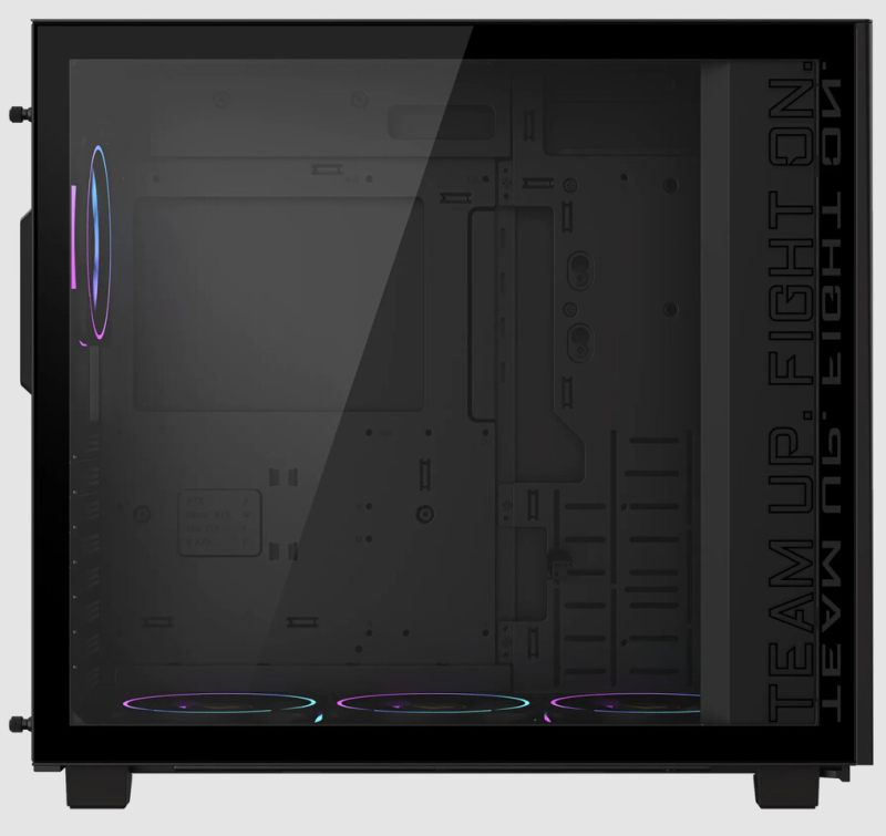 Interior view of the Aorus C400 Glass showing pre-installed fans